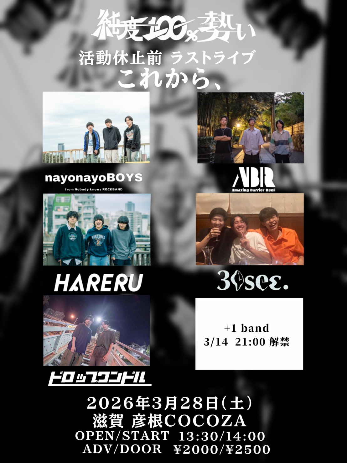 <p>純度100%勢い 活動休止前 ラストライブ これから、</p>
